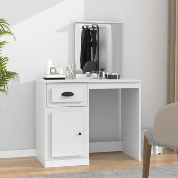 vidaXL Sminkbord>Sminkbord med spegel 90x50x132,5cm konstruerat trä