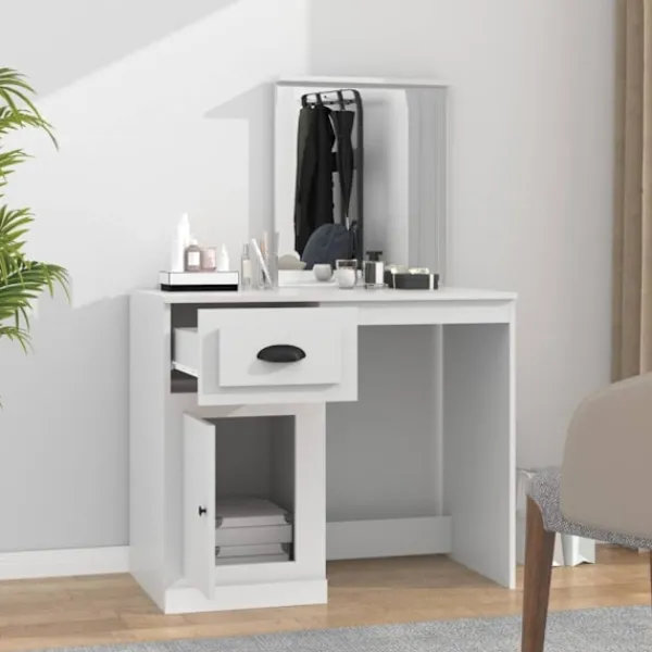 vidaXL Sminkbord>Sminkbord med spegel 90x50x132,5cm konstruerat trä