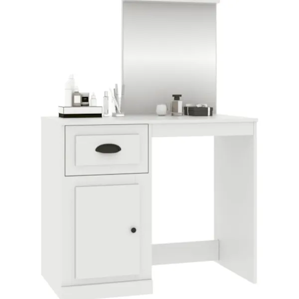 vidaXL Sminkbord>Sminkbord med spegel 90x50x132,5cm konstruerat trä