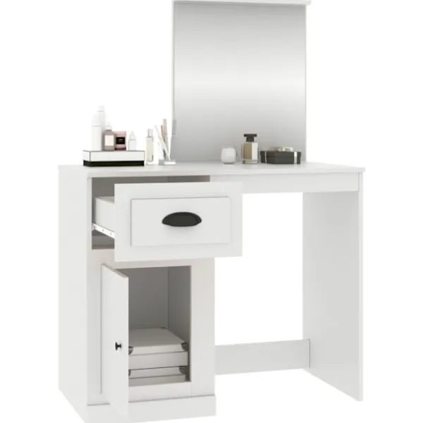 vidaXL Sminkbord>Sminkbord med spegel 90x50x132,5cm konstruerat trä