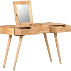 vidaXL Sminkbord>Sminkbord med spegel 112x45x76 cm massivt mangoträ
