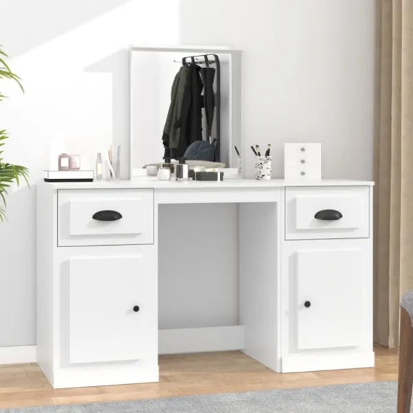vidaXL Sminkbord>Sminkbord med spegel 130x50x132,5 cm