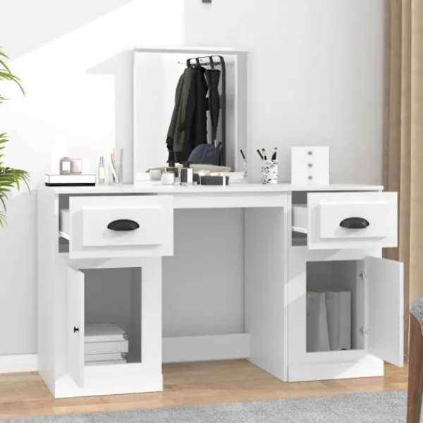 vidaXL Sminkbord>Sminkbord med spegel 130x50x132,5 cm