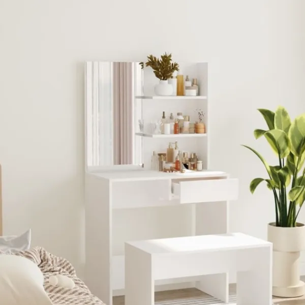 vidaXL Sminkbord>Sminkbord med spegel 74,5x40x141 cm