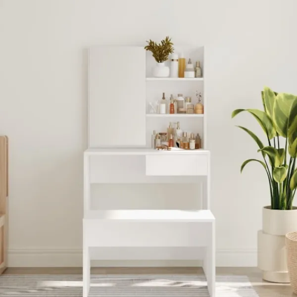 vidaXL Sminkbord>Sminkbord med spegel 74,5x40x141 cm