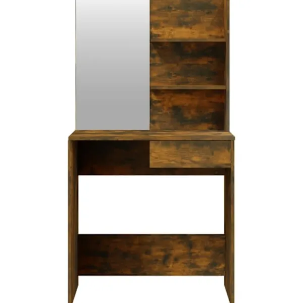 vidaXL Sminkbord>Sminkbord med spegel rökfärgad ek 74,5x40x141 cm