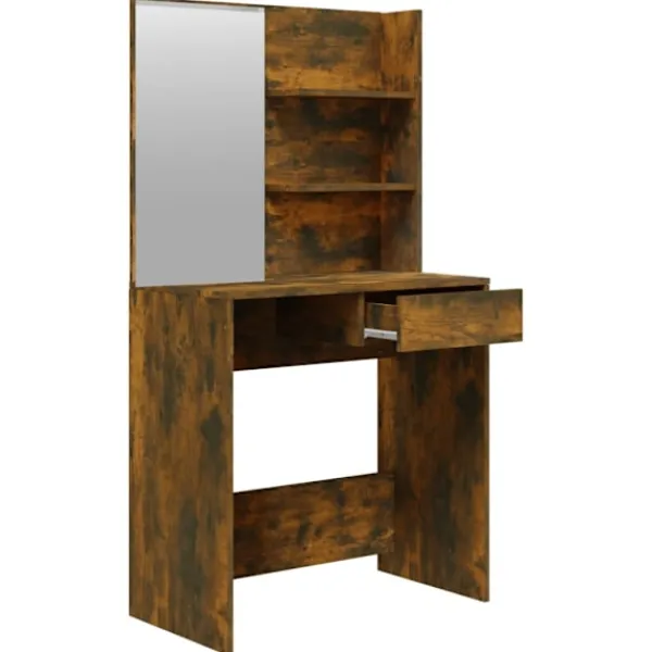vidaXL Sminkbord>Sminkbord med spegel rökfärgad ek 74,5x40x141 cm