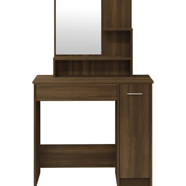 vidaXL Sminkbord>Sminkbord med spegel ek 86,5x35x136 cm