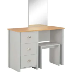 vidaXL Sminkbord>Sminkbord med spegel och pall 104x45x131 cm