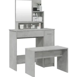 vidaXL Sminkbord>Sminkbord set betong 86,5x35x136 cm
