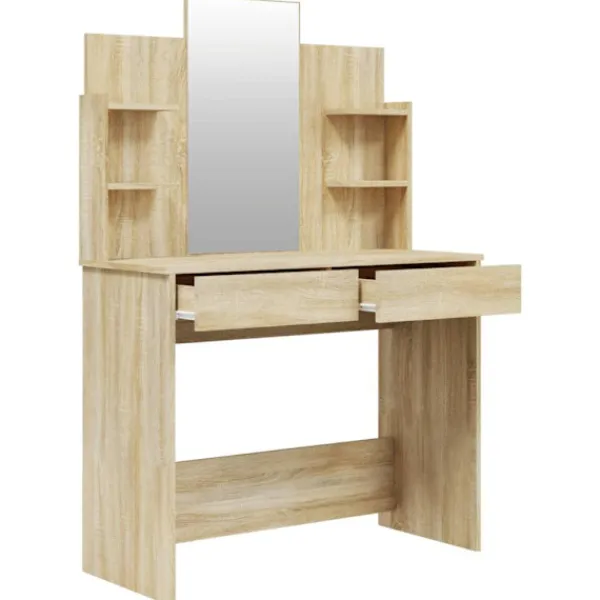 vidaXL Sminkbord>Sminkbord set sonoma 96x40x142 cm