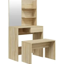 vidaXL Sminkbord>Sminkbord set sonoma-ek 74,5x40x141 cm