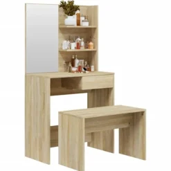 vidaXL Sminkbord>Sminkbord set sonoma-ek 74,5x40x141 cm