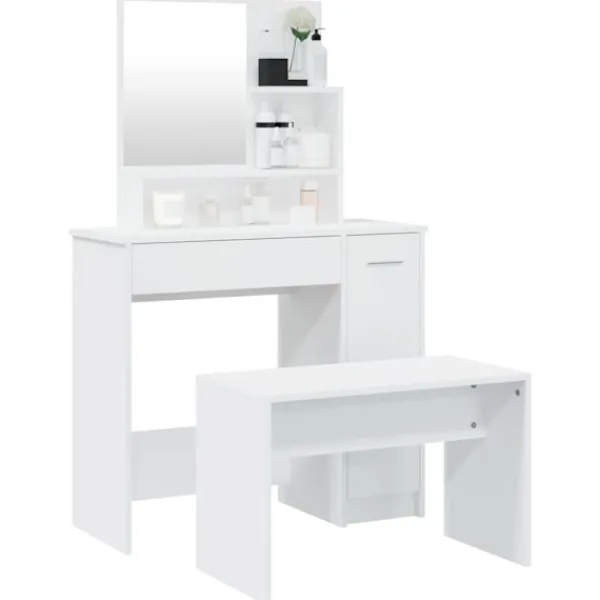 vidaXL Sminkbord>Sminkbord set 86,5x35x136 cm