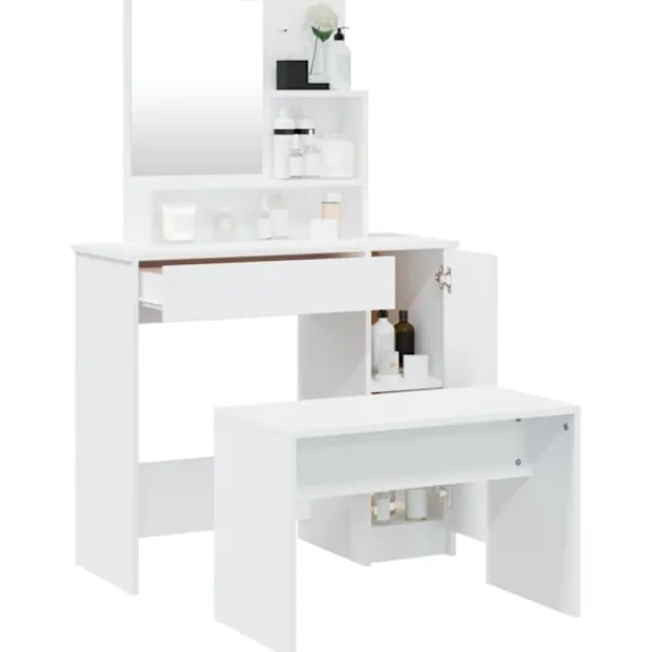 vidaXL Sminkbord>Sminkbord set 86,5x35x136 cm