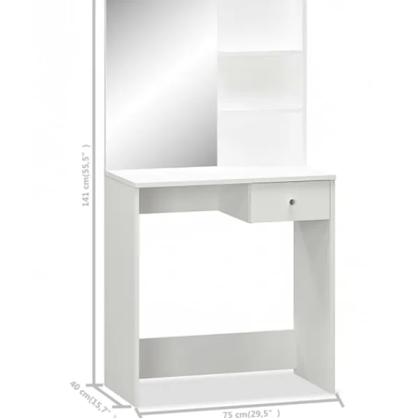 vidaXL Sminkbord>Sminkbord spånskiva 75x40x141 cm