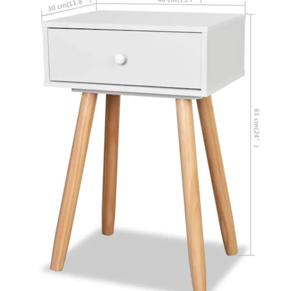 vidaXL Sängar>Sängbord 2 st massiv furu 40x30x61 cm vit Vit