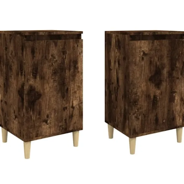 vidaXL Sängar>Sängbord 2 st rökfärgad 40x35x70 cm konstruerat trä Brun