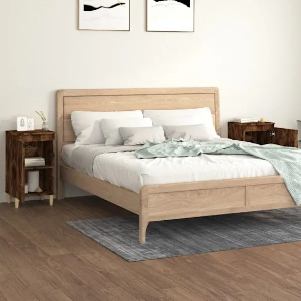 vidaXL Sängar>Sängbord 2 st rökfärgad 40x35x70 cm konstruerat trä Brun