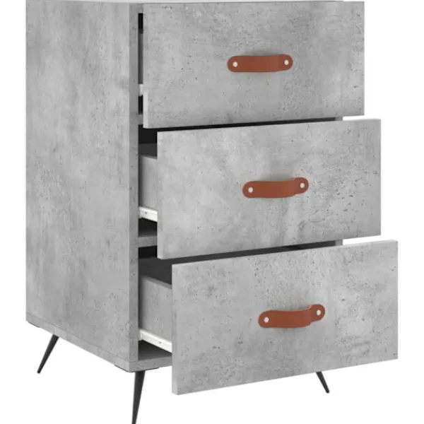 vidaXL Byråer>Sängbord betonggrå 40x40x66 cm konstruerat trä Grå