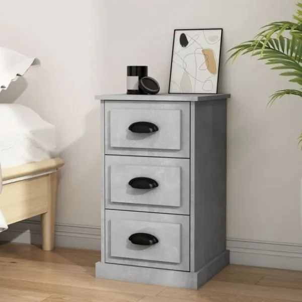 vidaXL Byråer>Sängbord betonggrå 39x39x67 cm konstruerat trä Grå