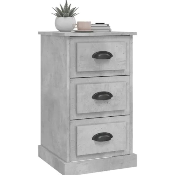 vidaXL Byråer>Sängbord betonggrå 39x39x67 cm konstruerat trä Grå