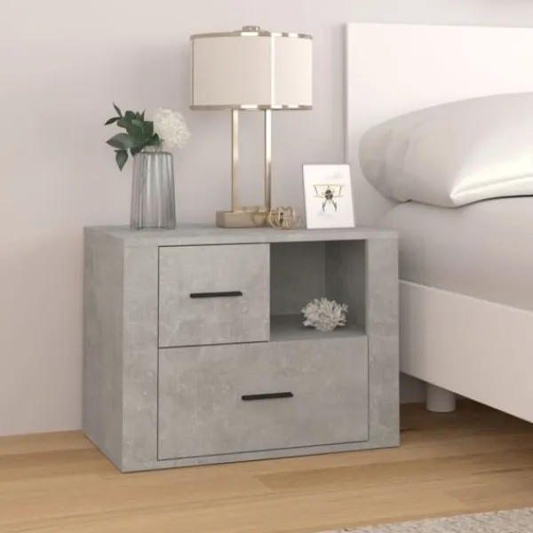 vidaXL Byråer>Sängbord betonggrå 60x36x45 cm konstruerat trä Grå