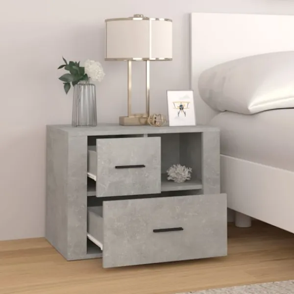 vidaXL Byråer>Sängbord betonggrå 60x36x45 cm konstruerat trä Grå