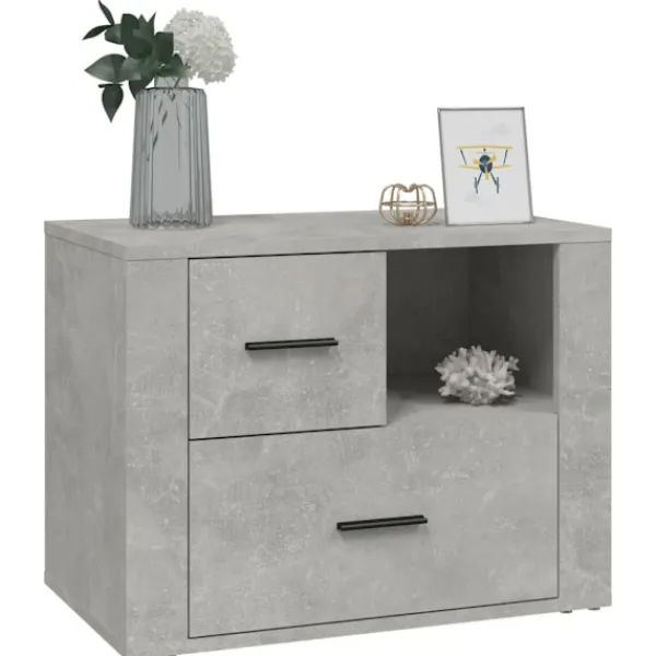 vidaXL Byråer>Sängbord betonggrå 60x36x45 cm konstruerat trä Grå