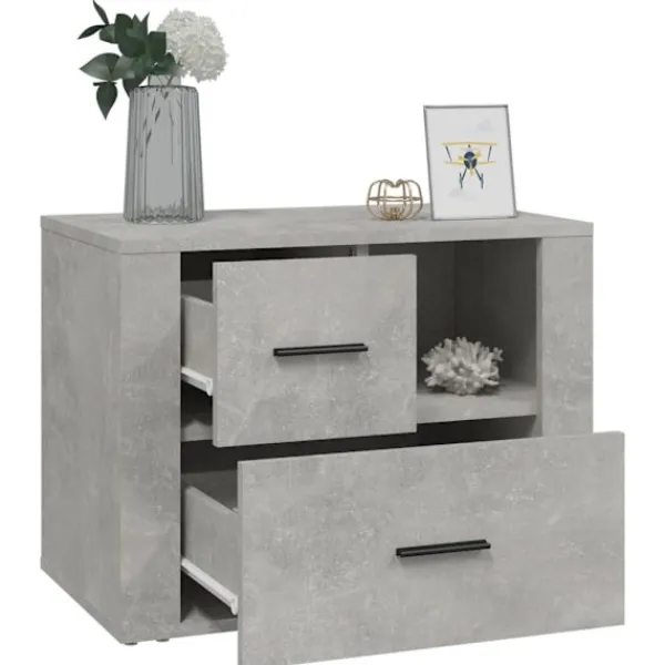 vidaXL Byråer>Sängbord betonggrå 60x36x45 cm konstruerat trä Grå