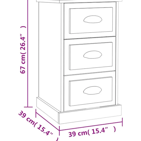 vidaXL Byråer>Sängbord sonoma-ek 39x39x67 cm konstruerat trä