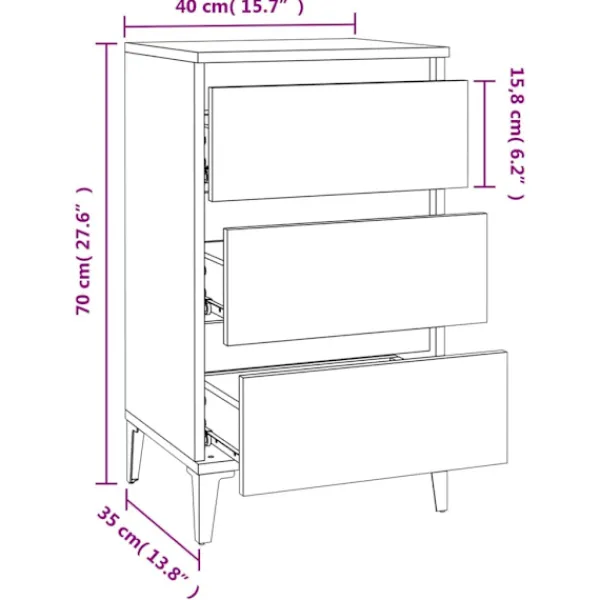 vidaXL Sängar>Sängbord 40x35x70 cm konstruerat trä