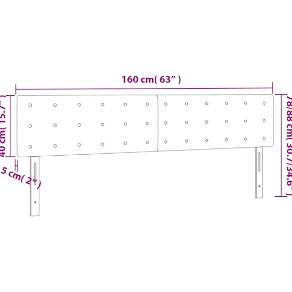 vidaXL Sängar>Sänggavel LED mörk 160x5x78/88 cm sammet