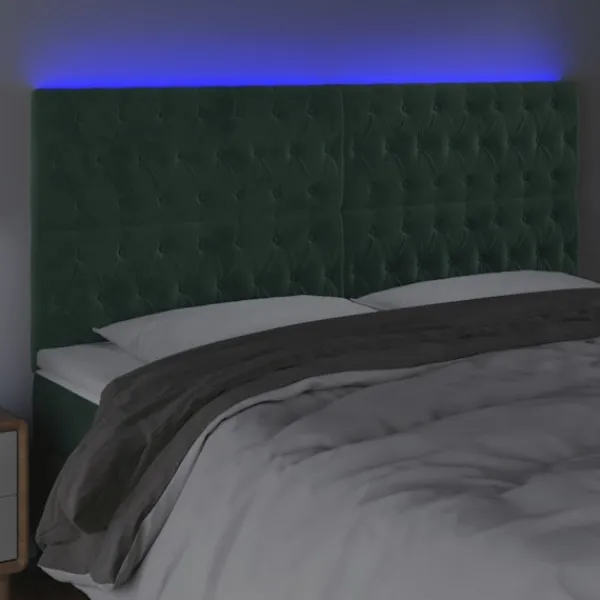 vidaXL Sängar>Sänggavel LED mörk 200x7x118/128 cm sammet