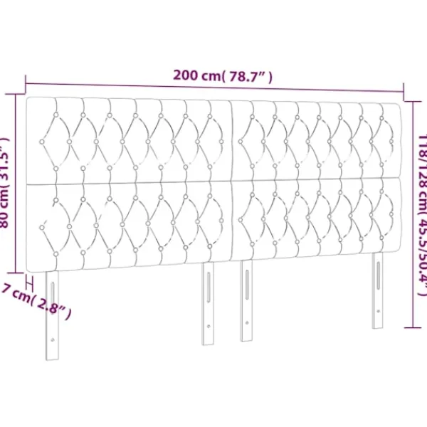 vidaXL Sängar>Sänggavel LED mörk 200x7x118/128 cm sammet
