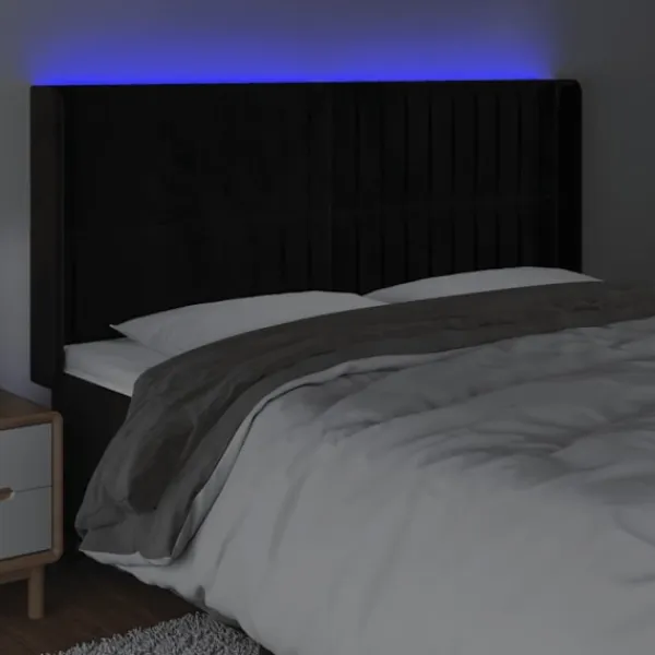 vidaXL Sängar>Sänggavel LED 163x16x118/128 cm sammet