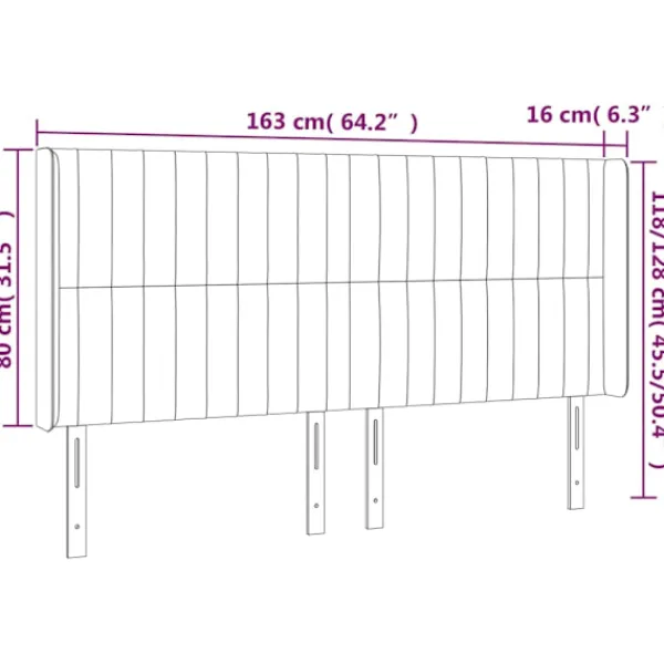 vidaXL Sängar>Sänggavel LED 163x16x118/128 cm sammet