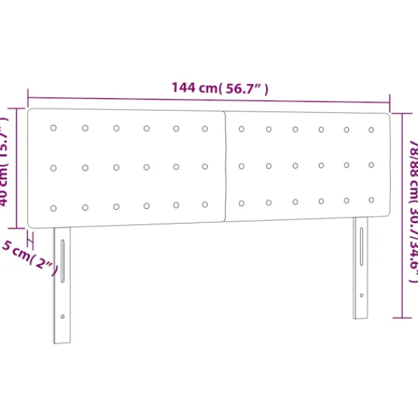 vidaXL Sängar>Sänggavel LED 144x5x78/88 cm tyg