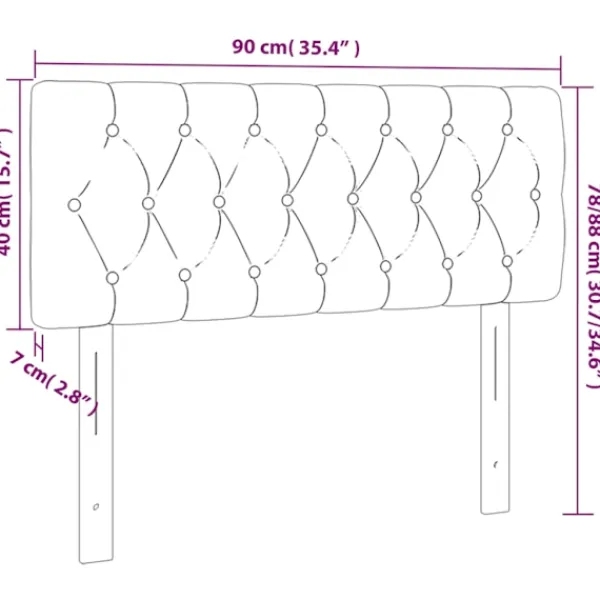 vidaXL Sängar>Sänggavel 90x7x78/88 cm sammet Grå