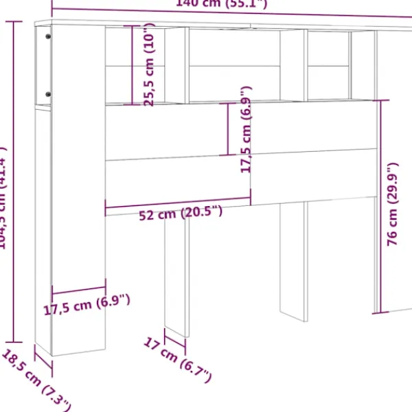 vidaXL Sängar>Sänggavel med förvaring 140x18,5x104,5 cm