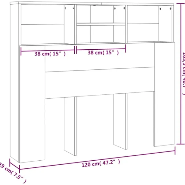 vidaXL Sängar>Sänggavel med förvaring 120x19x103,5 cm