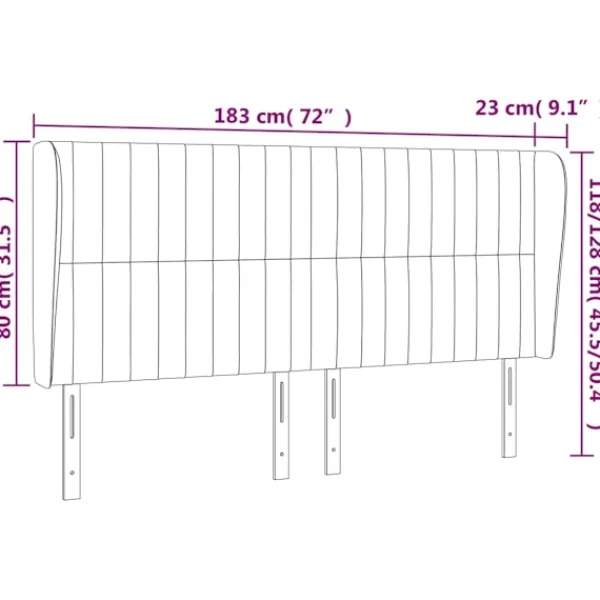 vidaXL Sängar>Sänggavel med kanter 183x23x118/128 cm tyg