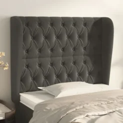 vidaXL Sängar>Sänggavel med kanter 93x23x118/128 cm sammet Grå