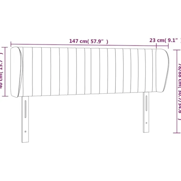 vidaXL Sängar>Sänggavel med kanter ljus 147x23x78/88 cm tyg