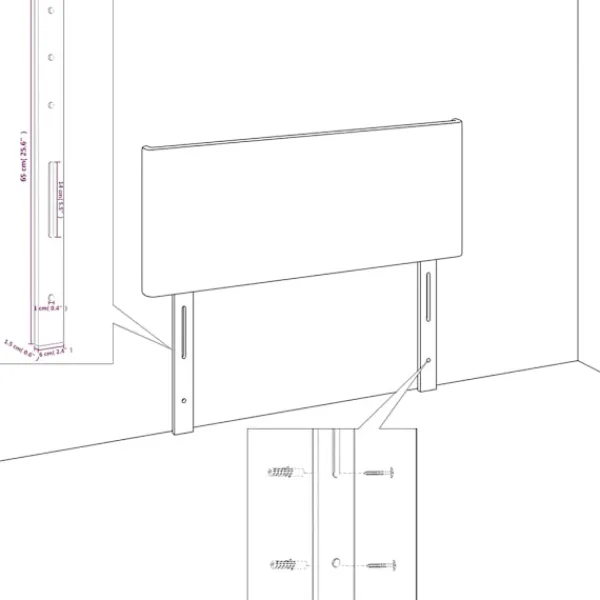 vidaXL Sängar>Sänggavel med kanter 147x23x78/88 cm sammet