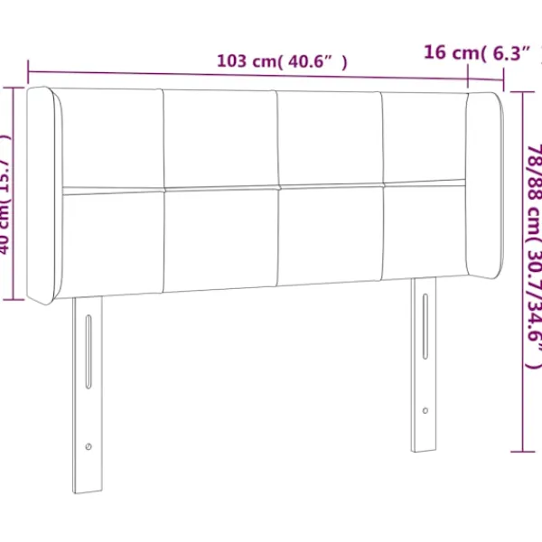 vidaXL Sängar>Sänggavel med kanter 103x16x78/88 cm tyg