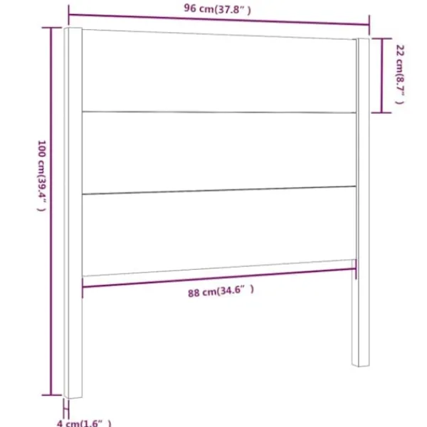 vidaXL Sängar>Sänggavel 96x4x100 cm massiv furu