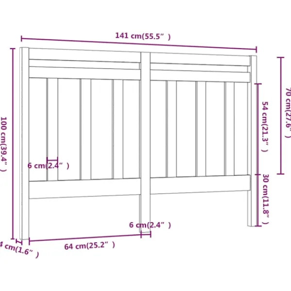 vidaXL Sängar>Sänggavel 141x4x100 cm massiv furu