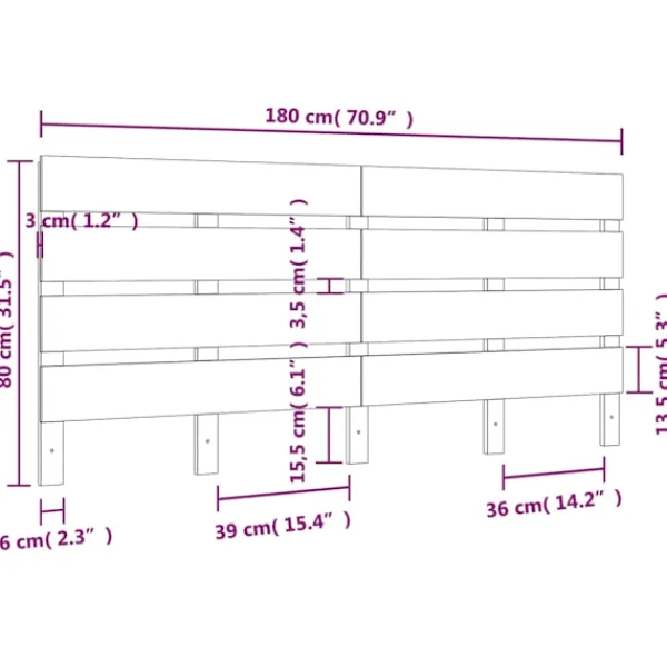 vidaXL Sängar>Sänggavel 180x3x80 cm massiv furu