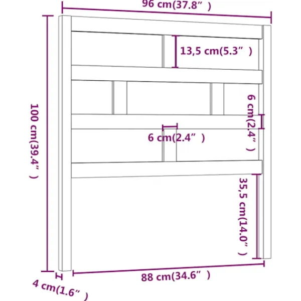 vidaXL Sängar>Sänggavel 96x4x100 cm massiv furu
